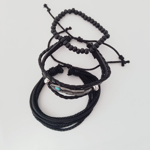 Feather Turquoise Bracelet Set