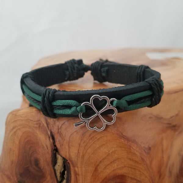 Shamrock Bracelet Set - Black/Green