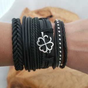 Shamrock Bracelet Set - Black