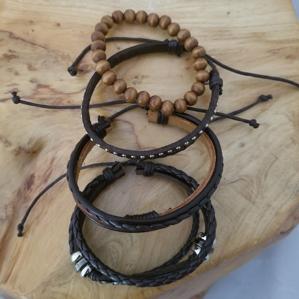 Arizona Feather Leather Bracelet Set
