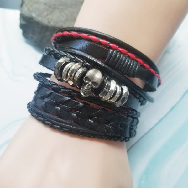 Red Skull Multilayer Bracelet Set (C)
