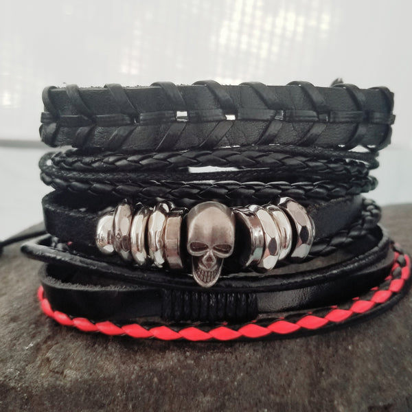 Red Skull Multilayer Bracelet Set (C)