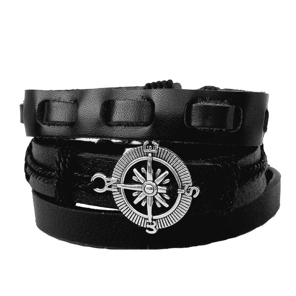Compass Multilayer Bracelet Set - Black