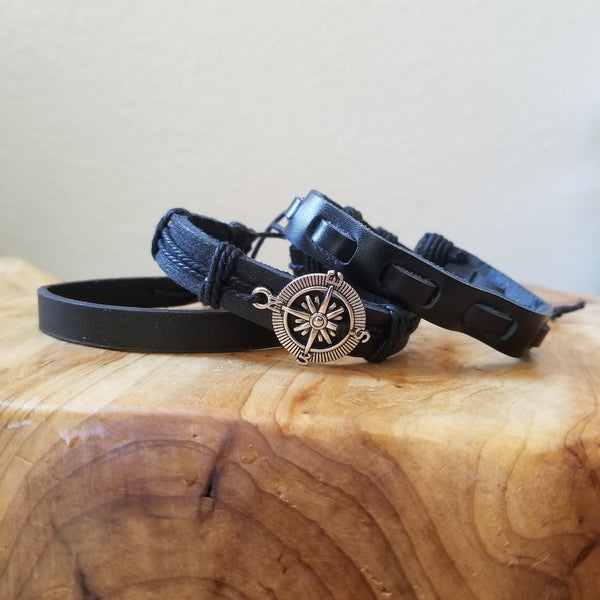 Compass Multilayer Bracelet Set - Black