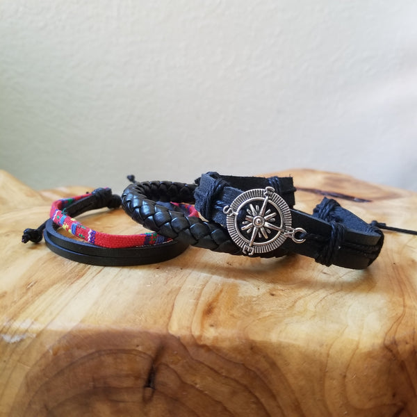 Compass Multilayer Bracelet Set - Red
