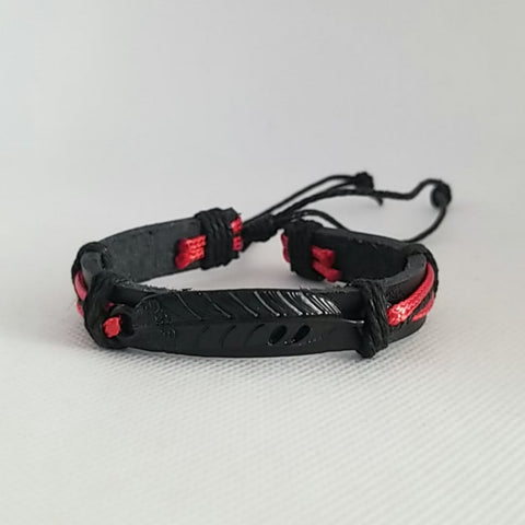 Feather Bracelet - Black/Red