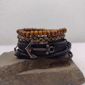 Anchor Bracelet Set - Brown