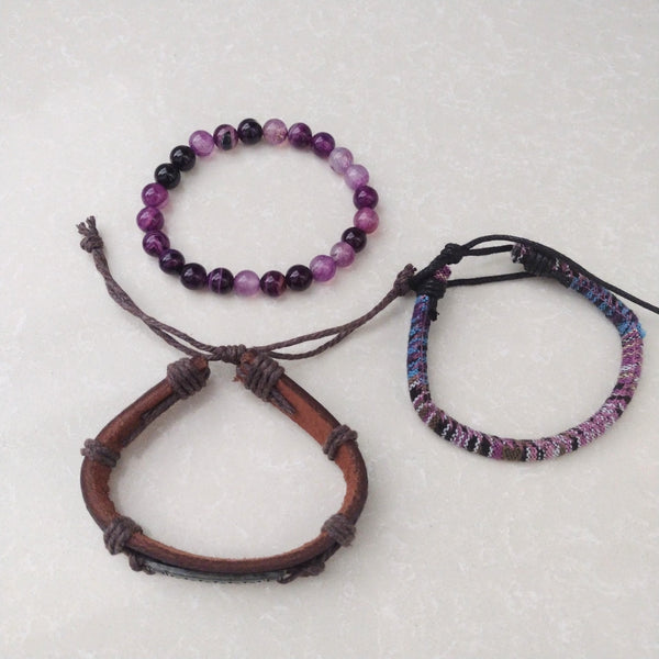 Purple Retro Multilayer Bracelet Set