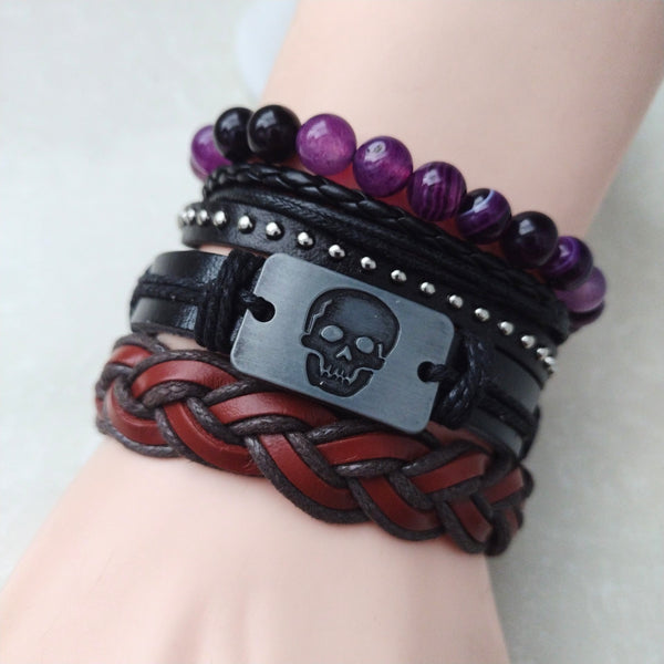 Pirate Multilayer Bracelet Set - purple