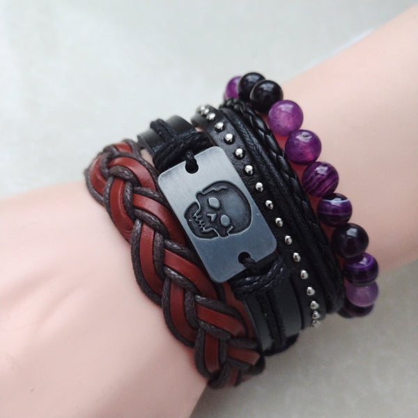 Pirate Multilayer Bracelet Set - purple