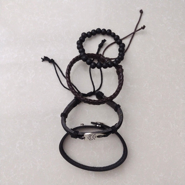 Ouija Multilayer Bracelet Set - brown/black