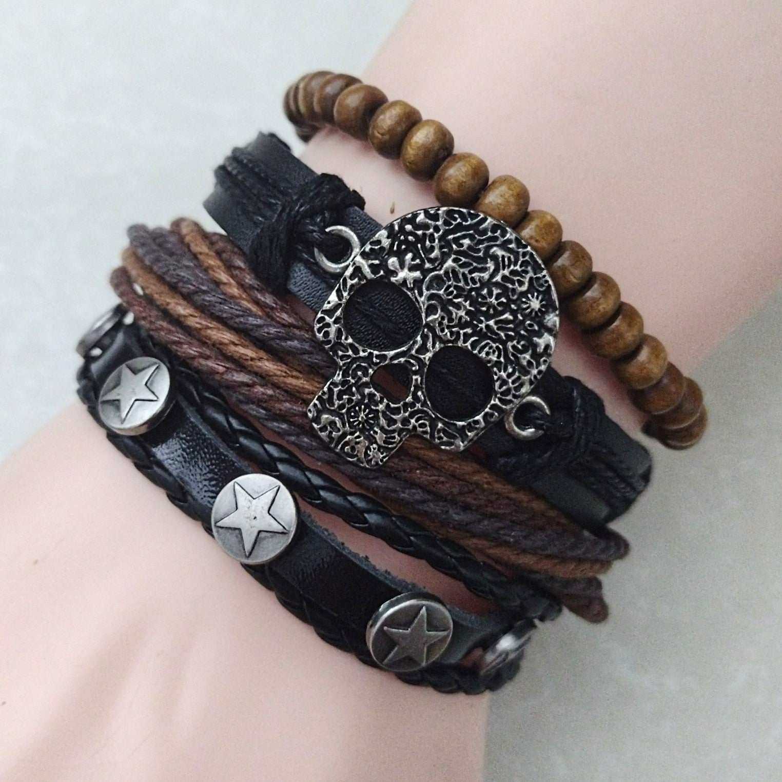 Pirate Skull Bracelet Set