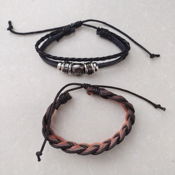 Skull Bracelet Set Orange/Brown - C1