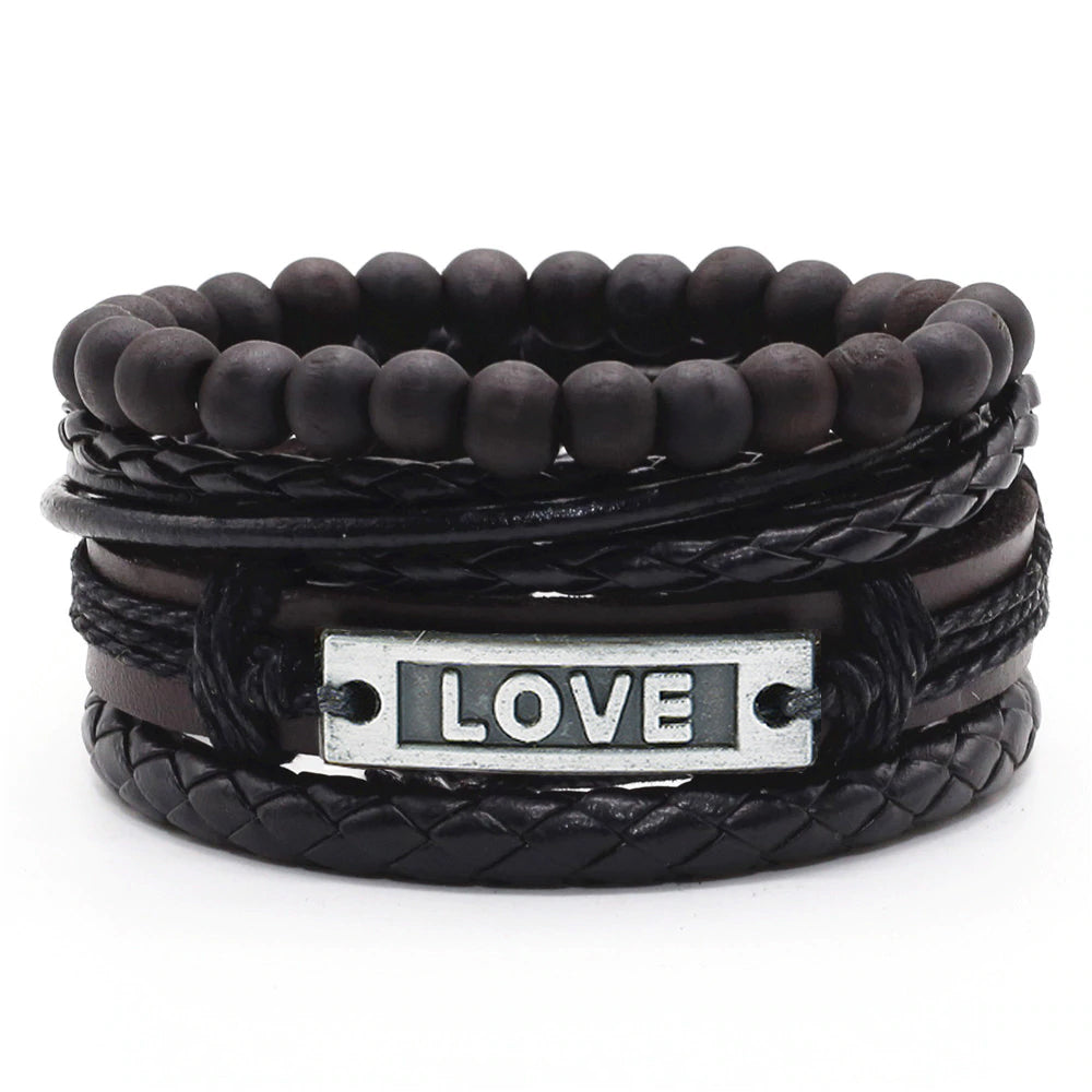 Black Love Leather Bracelet - Silverado Outpost