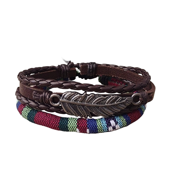 Native American Feather Bracelet Set