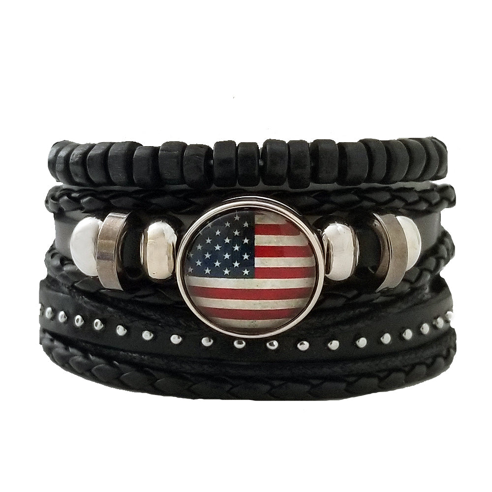USA Leather Bracelet Set - Silverado Outpost