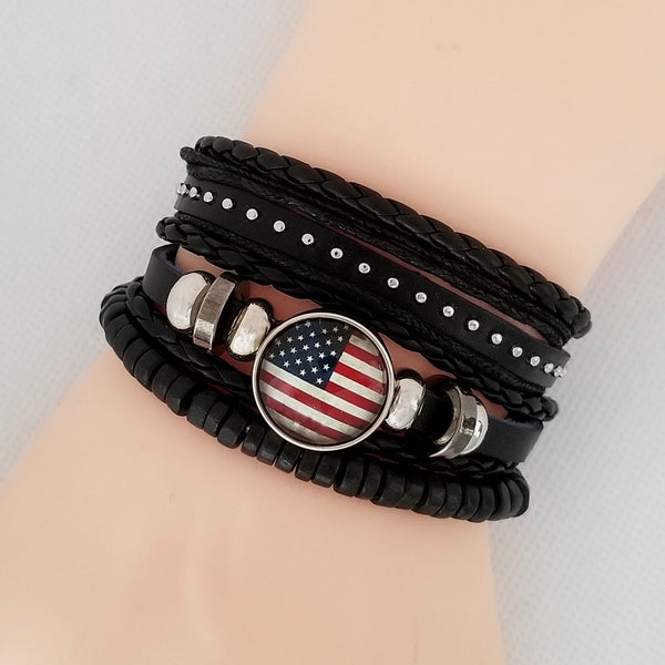 USA Leather Bracelet Set - Silverado Outpost
