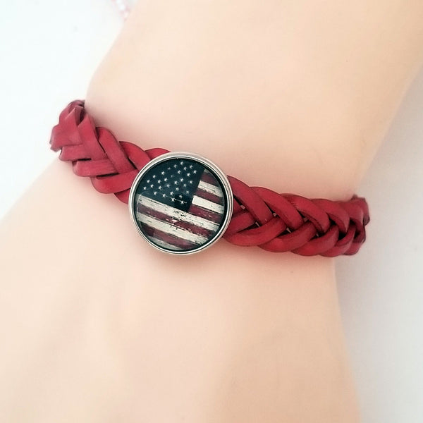 USA Flag Weave Bracelet