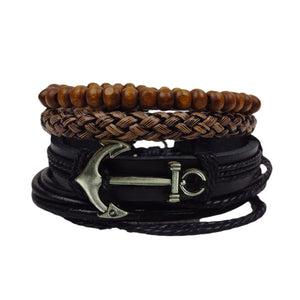 Anchor Bracelet Set - Brown