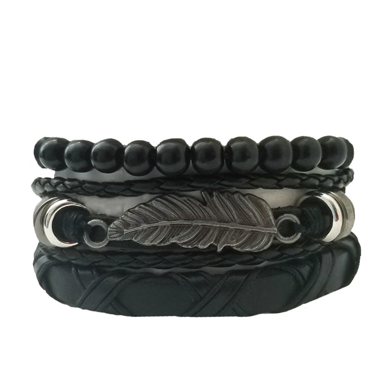Feather Bracelet Set - All Black