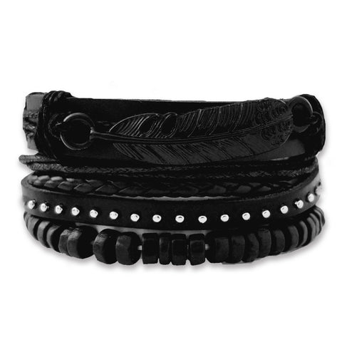 Classic Black Feather Bracelet Set - Silverado Outpost