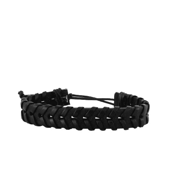 Chevron Black Leather Bracelet