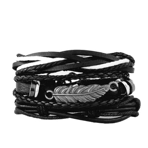 Feather Black & White Bracelet Set