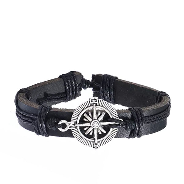 Compass Leather Bracelet