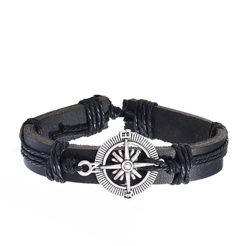 Compass Leather Bracelet