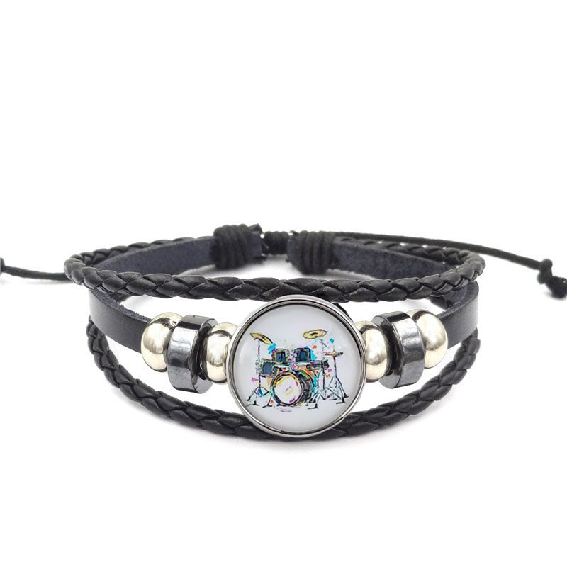 Abstract Drums Leather Bracelet