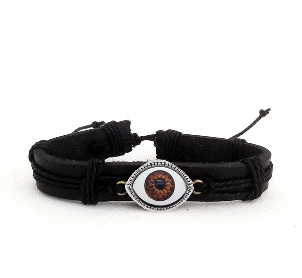 Evil Eye Bracelet Set - Brown/Silver
