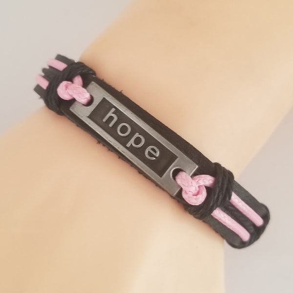 Hope Leather Bracelet - Pink