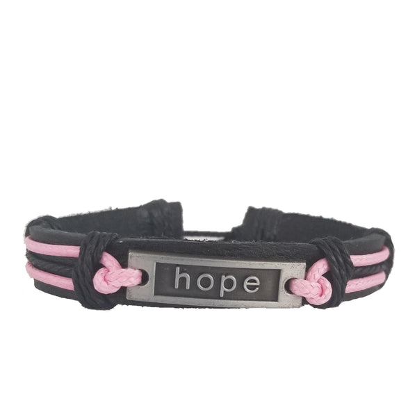 Hope Leather Bracelet - Pink