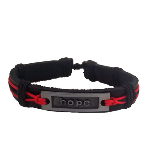 Hope Leather Bracelet - Red