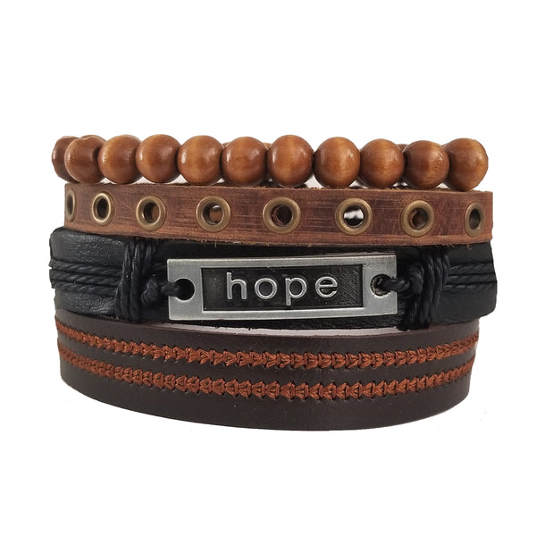 Hope Bracelet Set - Black/Brown