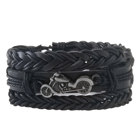 Black Motorcycle Bracelet Set
