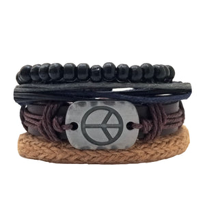 Peace Leather Bracelet Set - Silverado Outpost