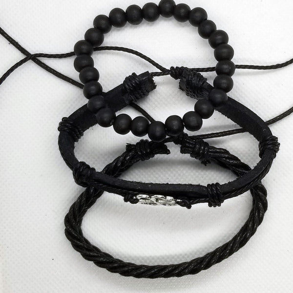 Four Leaf Clover Bracelet Set - Black