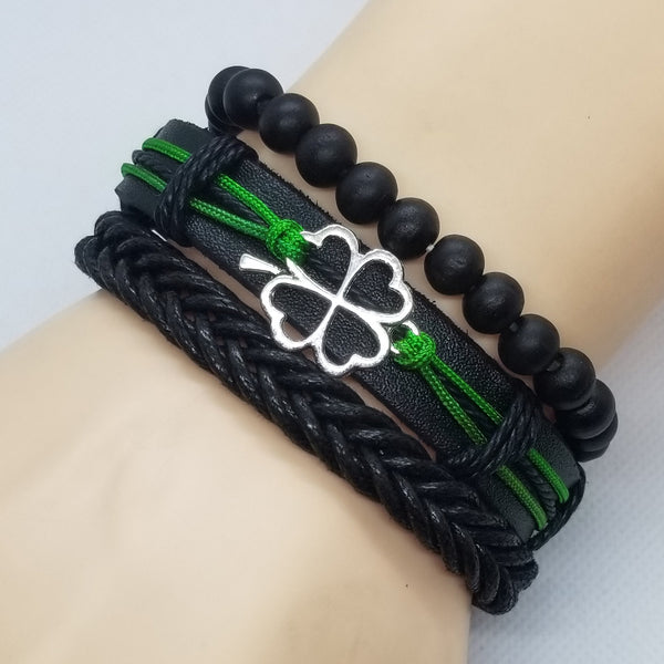 Four Leaf Clover Bracelet Set - Green