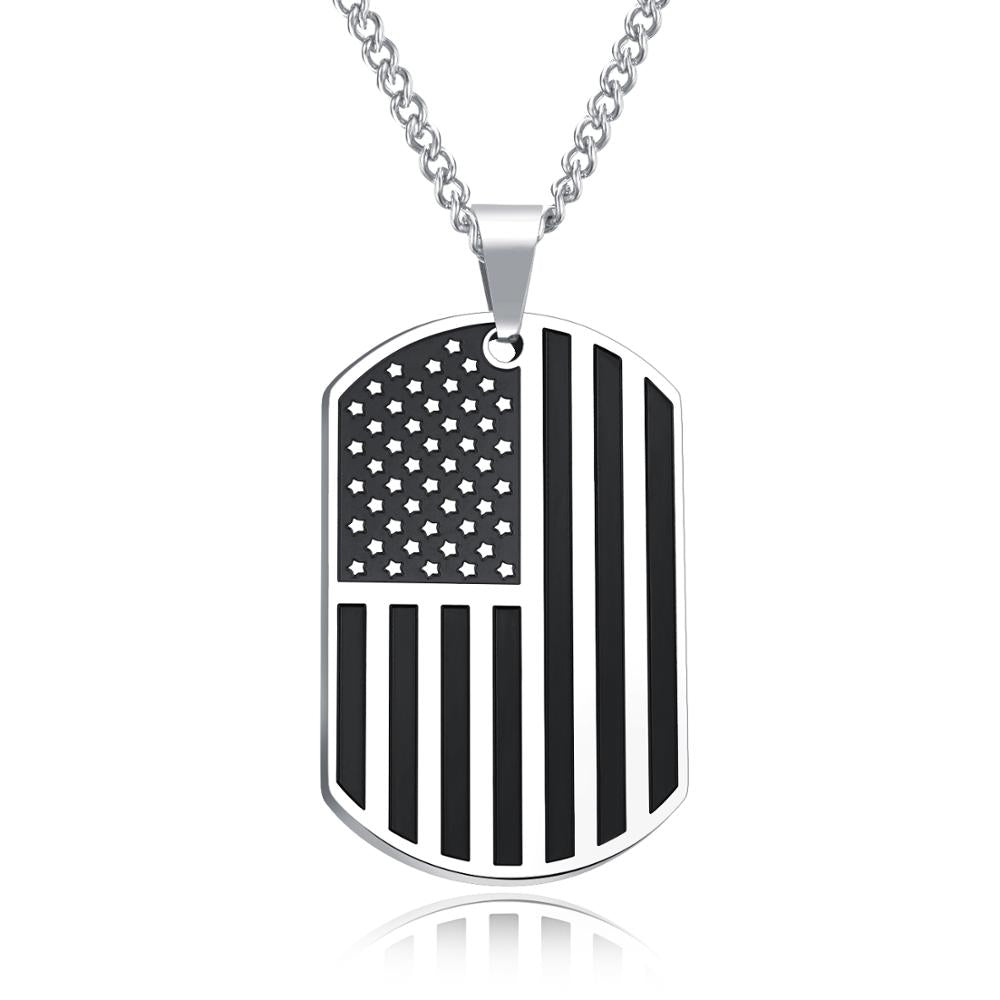 USA Flag Dog Tag Necklace
