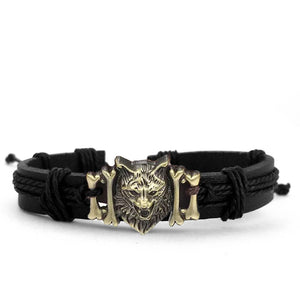 Wolf Head Bracelet - Black